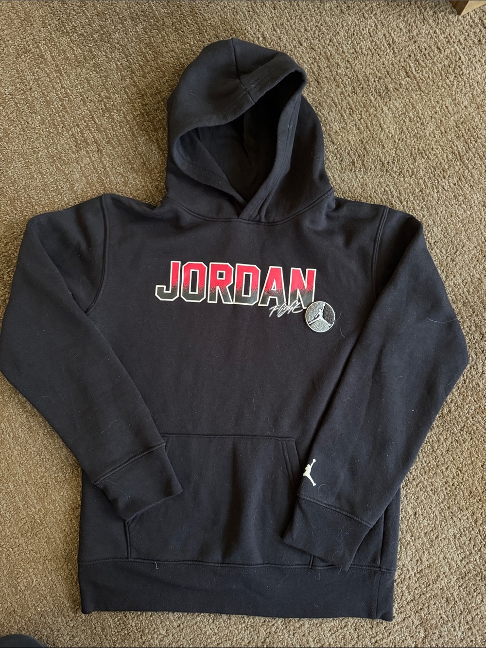 Jordan Black Hoodie with Red and White Logo